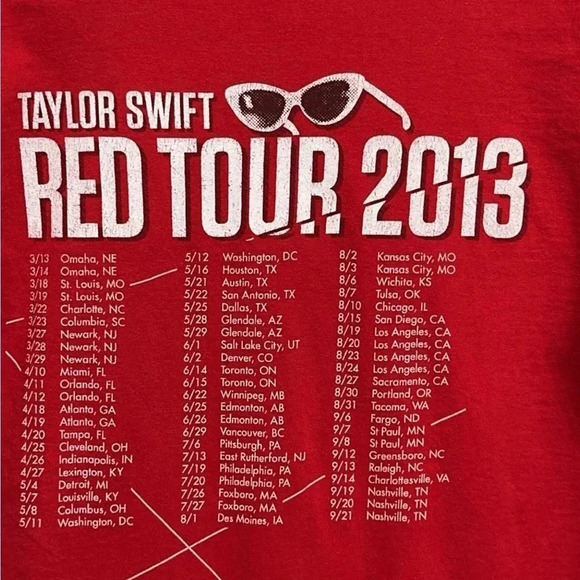 2013 Taylor Swift International Red Tour Concert Gildan T-Shirt SM - Picture 14 of 15